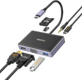 USB C to HDMI VGA Adapter 7 in 1 USB C Hub MultiPort Adapter with 4K HDMI/VGA 100W PD USB-A 3.0 Audio/Mic SD/TF for Dell/HP/Lenovo/MacBook Pro Laptop