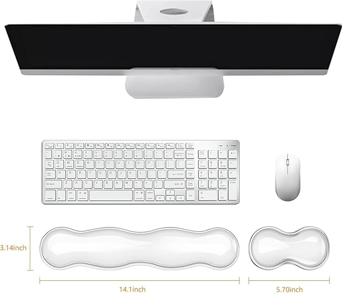 Mouse Pad with Wrist Rest Soft Cloud Gel Keyboard Mouse Pad Set with Hand Wrist Support Cute Non Slip Office Desk Accessories for Comfort/Pain Relief/PC Gaming/Computer/Laptop (Clear Wave)