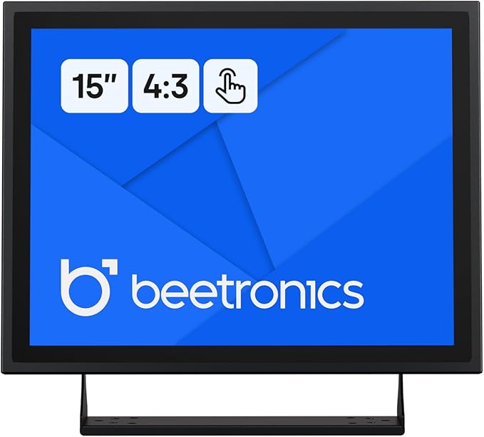 Beetronics 15 Inch Touchscreen Monitor | Full HD 1080p | 15TSV7M – Industrial-Grade Professional 10-Point Multi Touch Display for PC Mac Linux – HDMI DisplayPort USB-C VGA Inputs