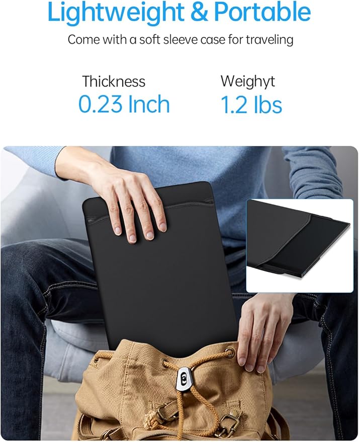 Portable Monitor - 14.0 USB C HDMI Travel Monitor for Laptop FHD 100% sRGB Built-in Kickstand &amp Speakers Second Screen and External Monitor for MacBook Xbox PS4/5 Switch