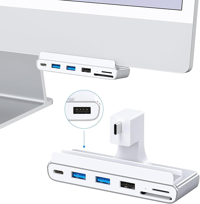 7-in-1 USB C Hub for iMac M1/M3/M4 - USB 3.0 5Gbps SD/TF Card Reader Docking Station for iMac 24 inch (M1/M3/M4)