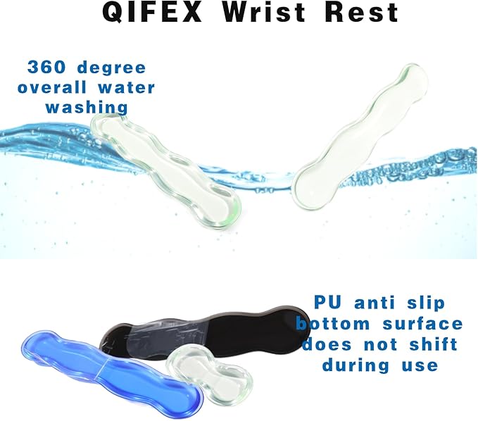 Transparent Light Green Ergonomic Wrist Rest Set - Clear Silicone Gel Keyboard &amp Mouse Pad with Non-Slip Base 14.3+5.75 Dual-Size for Office Gaming &amp Study Washable Pain Relief Design