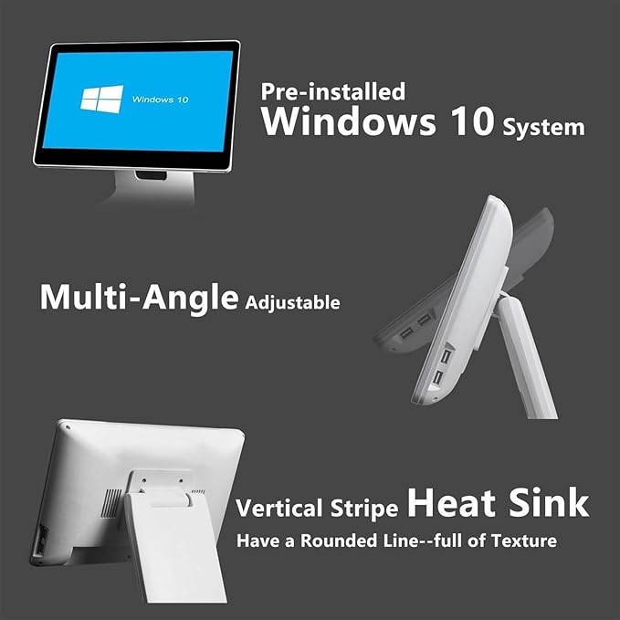 POS Cash RegisterAll in One Smart Touch Screen Cash Register POS with 15.6” Touch Screen N2930 CPU 4/8GB RAM 64GB SSD Windows 7/10Adjustable Angle for Retail Restaurant4GB