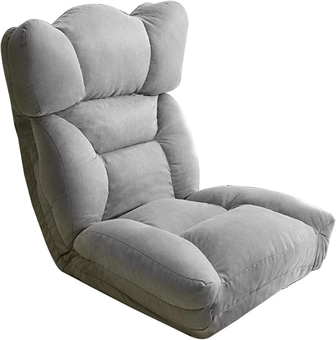 ELEFOCUS Folding Sofa Chair Folding Floor Chair Removable and Washable Lazy Sofa 6 Backrest Adjustments Meditation Chair(Grey)