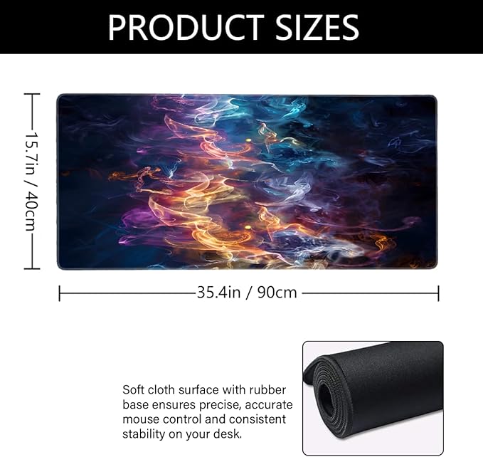 Galaxy Color Cloud Large Mouse Pad Gaming Mousepad Desk Mat for Desktop Computer Keyboard Waterproof Mouse Mat Desk Pad with Non-Slip Base for Game School Office Home 35.4 x 15.7
