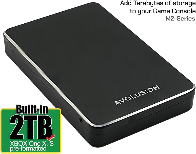 Avolusion M2 Series 2TB USB 3.0 Portable External Gaming Hard Drive (Compatible with Xbox One Pre-Formatted) - 2 Year Warranty