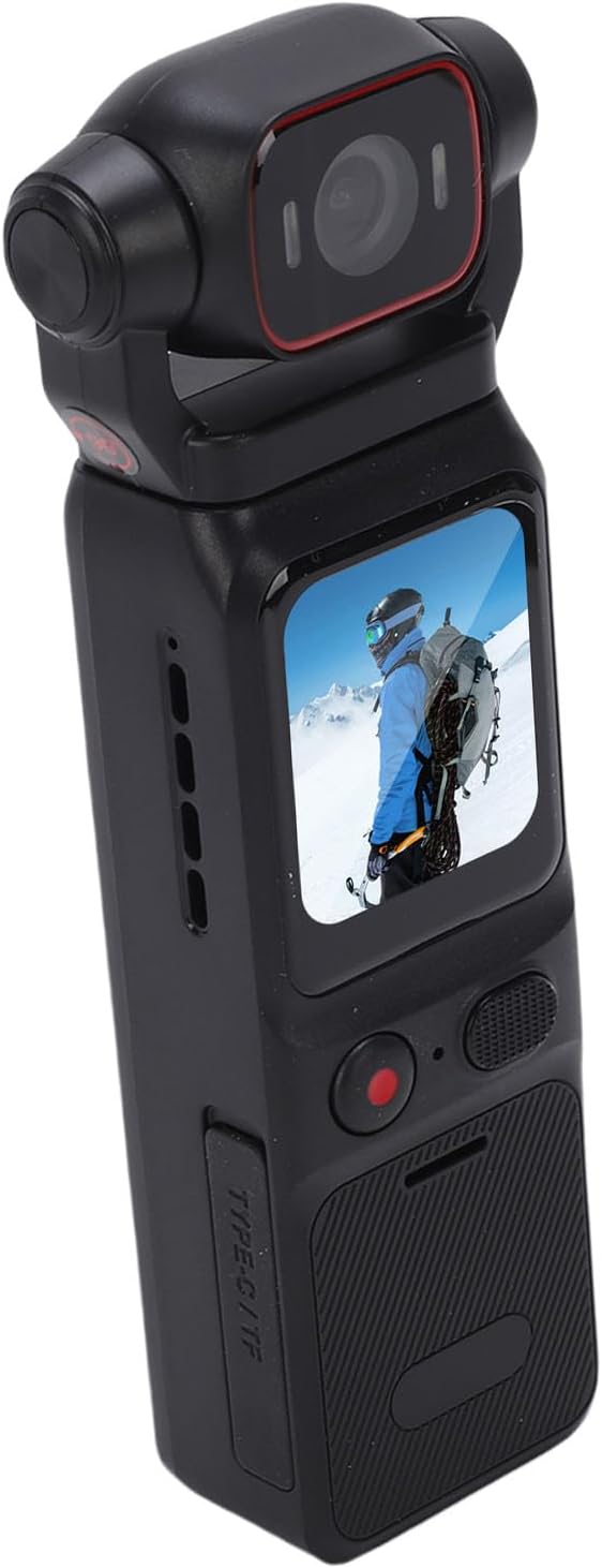 4K Handheld Vlog Camera with 180 Rotation Screen 140 Wide Angle Lens 720P/120fps High Speed Recording 6 Axis Gyroscopefor Videos Travel Car Vlog
