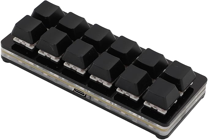 Zunate 12 Key Mechanical Gaming Keyboard One Handed Macro Customized OSU Keyboard USB C Wired Programmable RGB Backlit Keyboard for PC (Black)