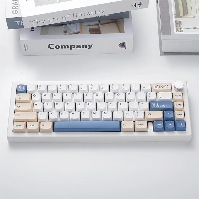 GMK67 Keyboard Barebones KitHot-Swap PCB Bluetooth 5.0/2.4G/Type-C Tri-Mode 65% Mini Custom RGB Wireless Mechanical Keyboard with Knob Gasket Mount Programmable Gaming DIY Kit (White)