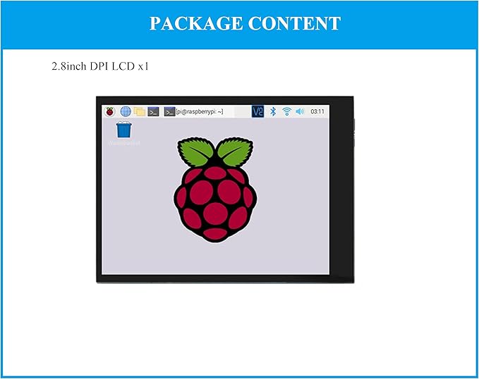 2.8inch DPI LCD Screen Compatible with Raspberry Pi 5/4B/3B+/3B/3A+/Pi Zero/Zero W/WH/Zero 2W 480x640 Resolution IPS Display 5-Points Capacitive Touch Control Optical Bonding Toughened Glass Cover