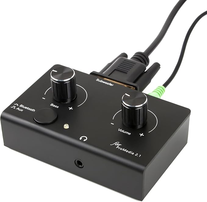 Replacement Control Pod Compatible for Klipsch ProMedia 2.1 Speakers | Standalone Wired Remote with Dual Input (DB9 Connector)