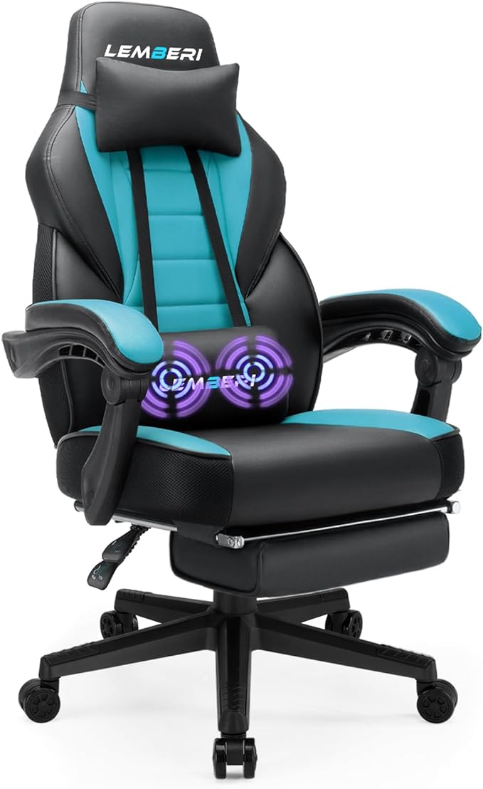 LEMBERI Gaming Chairs for AdultsErgonomic Video Game Chairs with footrestBig and Tall Gaming Chair 400lb Weight Capacity Racing Style Computer Gamer Chair with Headrest and Lumbar Support