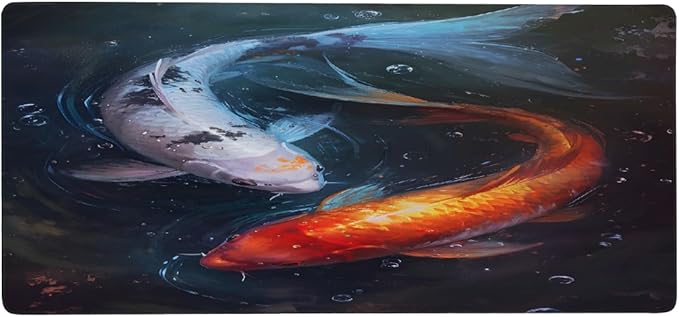 Red White Fish Large Mouse Pad Gaming Mousepad Desk Mat for Desktop Computer Keyboard Waterproof Mouse Mat Desk Pad with Non-Slip Base for Game School Office Home 35.4 x 15.7