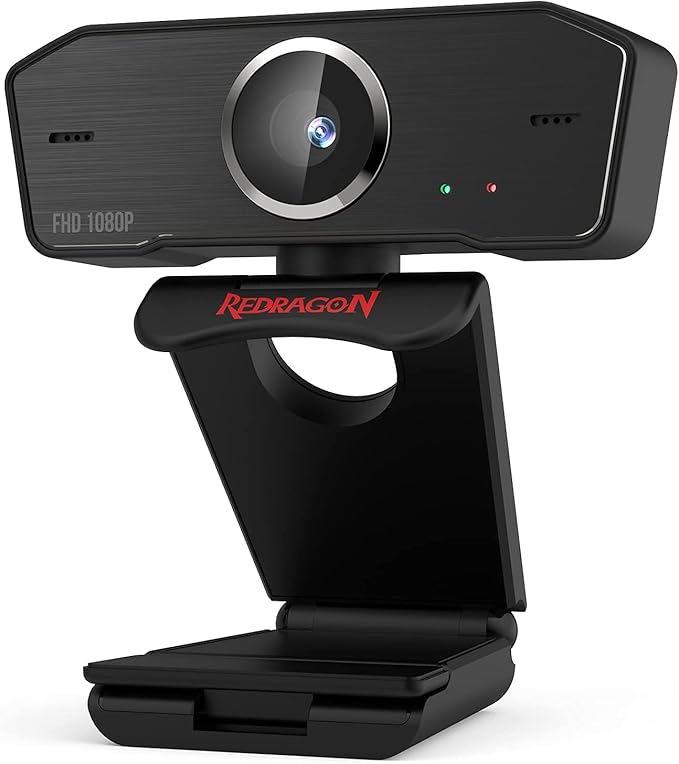 Redragon GW800 1080P PC Webcam with Built-in Dual Microphone 360° Rotation - 2.0 USB Computer Web Camera - 30 FPS for Online Courses Video Conferencing and Streaming