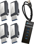 SanDisk Ultra 32GB Dual Drive USB Type-C (Four Pack Bundle) Works with Smartphones Tablets and Computers (SDDDC2-032G-G46) Bundle with (1) Everything But Stromboli 4 Port USB 3.0 Hub