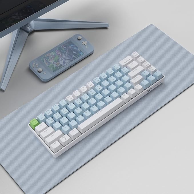Qisan Mechanical Gaming Keyboard Dual Mode 2.4G/BT Wireless Keyboard with Blue Switch Mini Design (60% Keyboard) 68 Keys Computer Keyboard US Layout | Gaming Pc | Wireless Gaming Keyboard