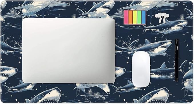 Shark Mouse Pad Non Slip Large Desk Keyboard Mat Gaming Protection Pad 16X29.5 Inch