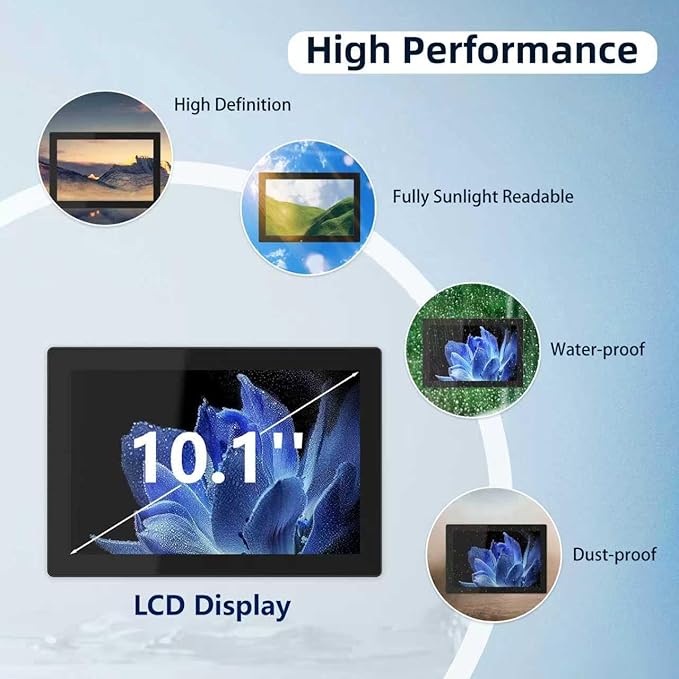 10.1 inch Industrial Touchscreen Panel PC10 Point Capacitive Touch Screen ComputerIP65 Ultra-Thin Industrial Monitorfor FactoryAutomationKioskSmall Business(I5-7200U8GB RAM 128G SSD)