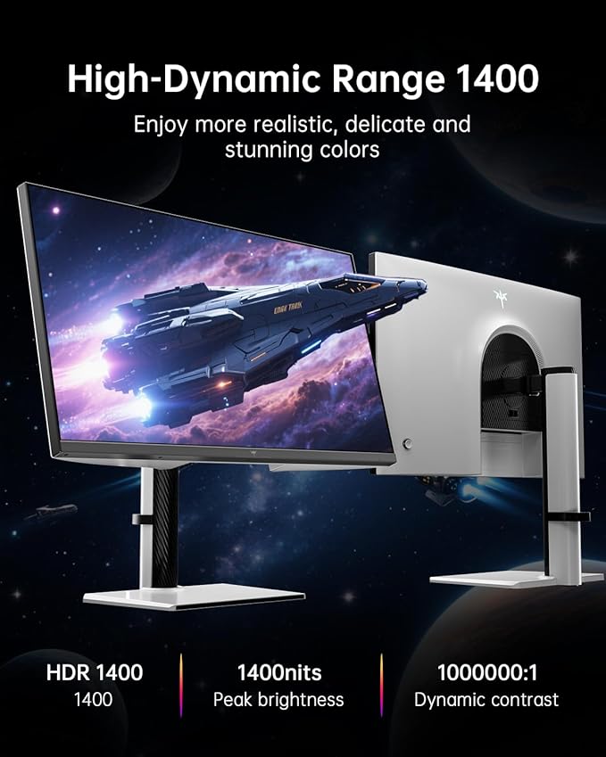KTC 27 Inch Dual Mode Mini LED Monitor - 4K UHD at 160Hz &amp 1080P FHD 320Hz Gaming Monitor 65W Type-C Port HDR1400 Fast IPS Panel Adaptive-Sync HDMI 2.1 &amp DP 1.4 Height Adjustment VESA(Re