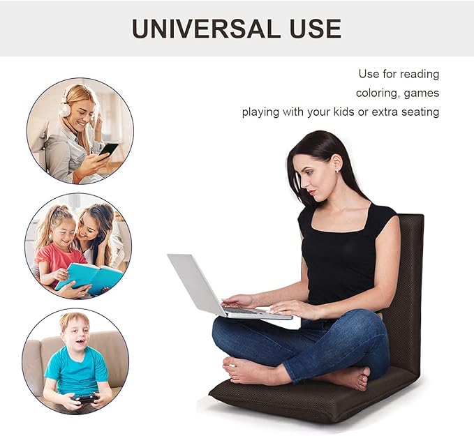 BestComfort Set of 2 Folding Floor Chair 6-Position Adjustable Meditation Chair Video Gaming Chair for Reading TV Watching Portable Floor Seat Lounge Sofa Chair for Kids Teens Adult Coffee