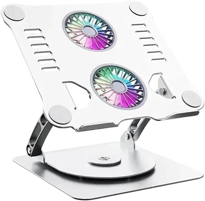 Laptop Stand with Computer Cooling Fan Pad for Adjustable Aluminum Alloy Bracket Laptop Cooler Base Stand Foldable(T619 Type 2-Color 1)