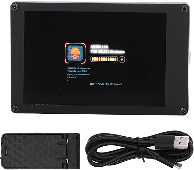 3.5in Computer Monitor IPS Monitor Subscreen LCD Display Screen with USB Power Cable Support for Office PC Portable Structure Clear Image Picture Monitor IPS Display Premium