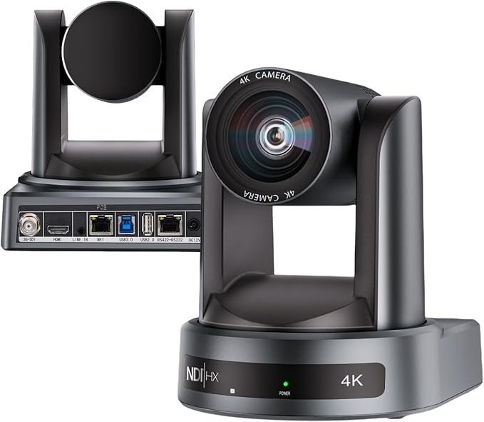 Conference NDI PTZ Camera System with 10X Optical Zoom | 4K 30fps HDMI USB SDI LAN(POE) Webcam for Church Streaming Online Video Conference| Compatible with Zoom OBS (JS510USH4KN)