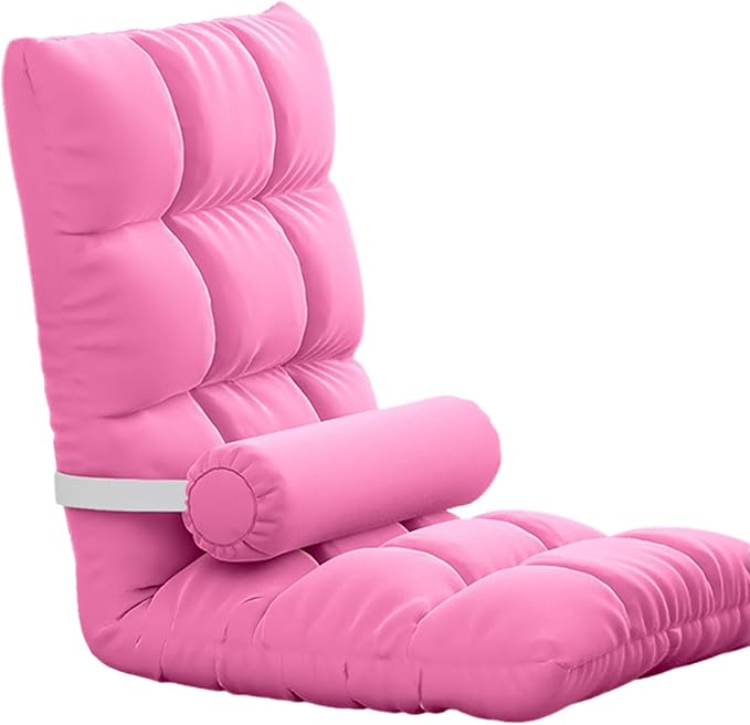 Floor Gaming Chair Convertible Lazy Sofa Chair with 5-Position Adjustable Backrest Meditation Chair Removable and Washable Chair Cover for Reading Meditating(Rose)