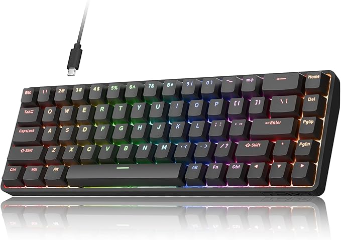 DIERYA DK68-C 60% Gaming HE Keyboard Magnetic Switch Hot Swappable Rapid Trigger Adjustable Actuation 8000Hz Polling Rate RGB Backlit Compact 68 Keys for Windows PC Wired Black