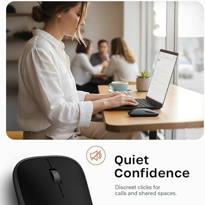 Satechi Slim EX Wireless Mouse Multi-Device Bluetooth &amp 2.4GHz Connection for macOS Windows iPadOS and Android Silent Clicks Anodized Aluminum Shell USB-C Rechargeable Battery Space Black