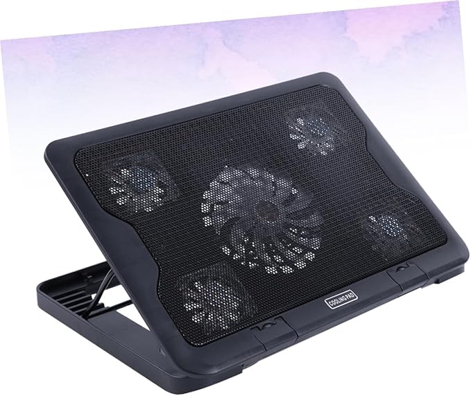 Housoutil USB Laptop Cooling Pad with 5 Fans Anti-Skid Heatsink Cooler Base for Notebooks Adjustable Multi-Angle Cooling Device for Gaming and Office Use