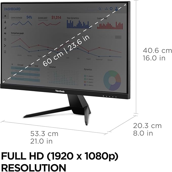 ViewSonic VX2467U 24 Inch 1080p Monitor with 65W USB C Ultra-Thin Bezels HDMI and VGA Input