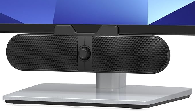 Computer Speakers for Desktop PC Monitor Speakers with Easy Volume Knob Sturdy Clamp Clear Sound Decent Bass USB Plug in External Speakers for Laptop Small PC Soundbar USB-C Adapter 5Ft Cable