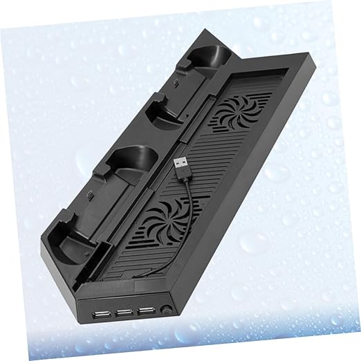 Holibanna Slim Cooling Fan Base Bracket for Cooling Radiator Game Console Vertical Stand 2 Built-in Fans and Hub