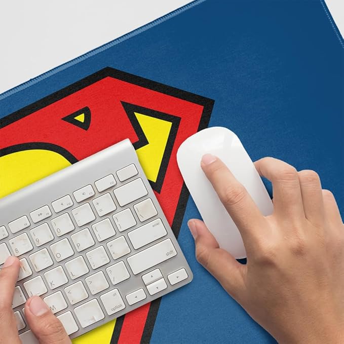 Superman Classic S Shield Logo Large Gaming Mouse Pad Desk Mat with Stitched Edges Non-Slip Base for Gamer Home and Office 31.5 x 15.7