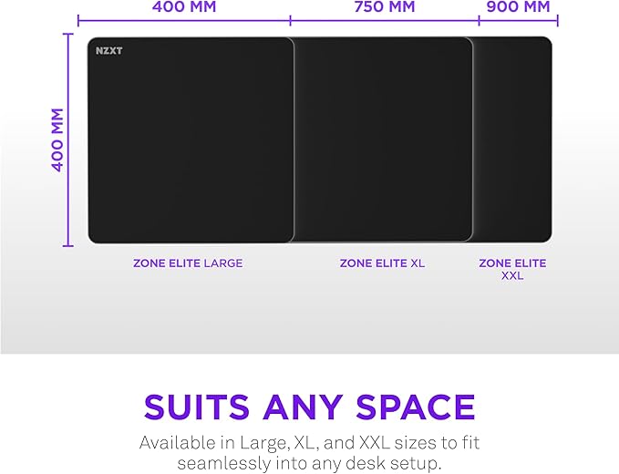 NZXT Zone Elite - Premium Large Gaming Mouse Pad - Ultra-Smooth Nano-Knit Cloth Surface - Optimized for Speed and Control - Spill-Resistant Soft Foam Base Reinforced Low-Profile Stitching - Black