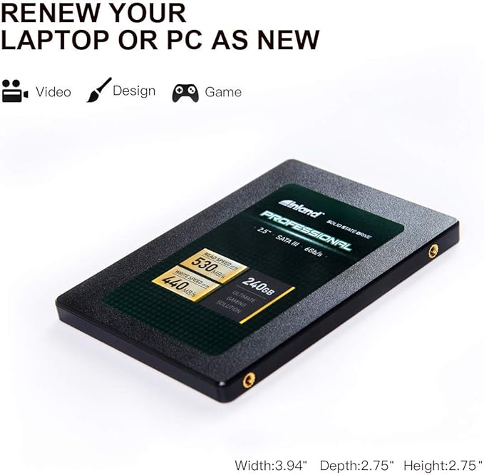 INLAND Professional 3 Pack 240GB SSD 3D NAND SATA III 6Gb/s 2.5 7mm Internal Solid State Drive (3x240GB)