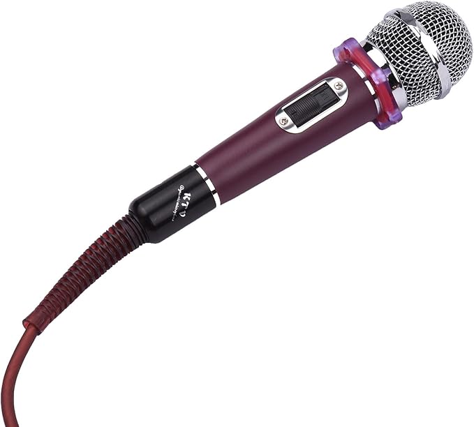 Professional Wired Microphone Zinc Alloy and ABS Construction Red/Black/Silver Grey 8.07 Inch Length 600Ω Impedance 14.76ft Cable