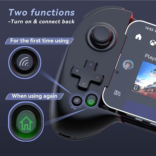 ShanWan Mobile Game Controller for iphone/Android with PHONE CASE Support Bluetooth Wireless Gamepad - PS Remote Play Xbox Cloud Steam Link GeForce NOW MFi Arcade Games-Long Battery Life
