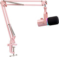 FEELWORLD PM1 XLR USB Dynamic Microphone with Boom Arm Gifts for Podcast Recording PC Computer Gaming Live Streaming Vocal Voice-Over Studio Metal Mic RGB Light Mute Button Headphones Jack (Pink)