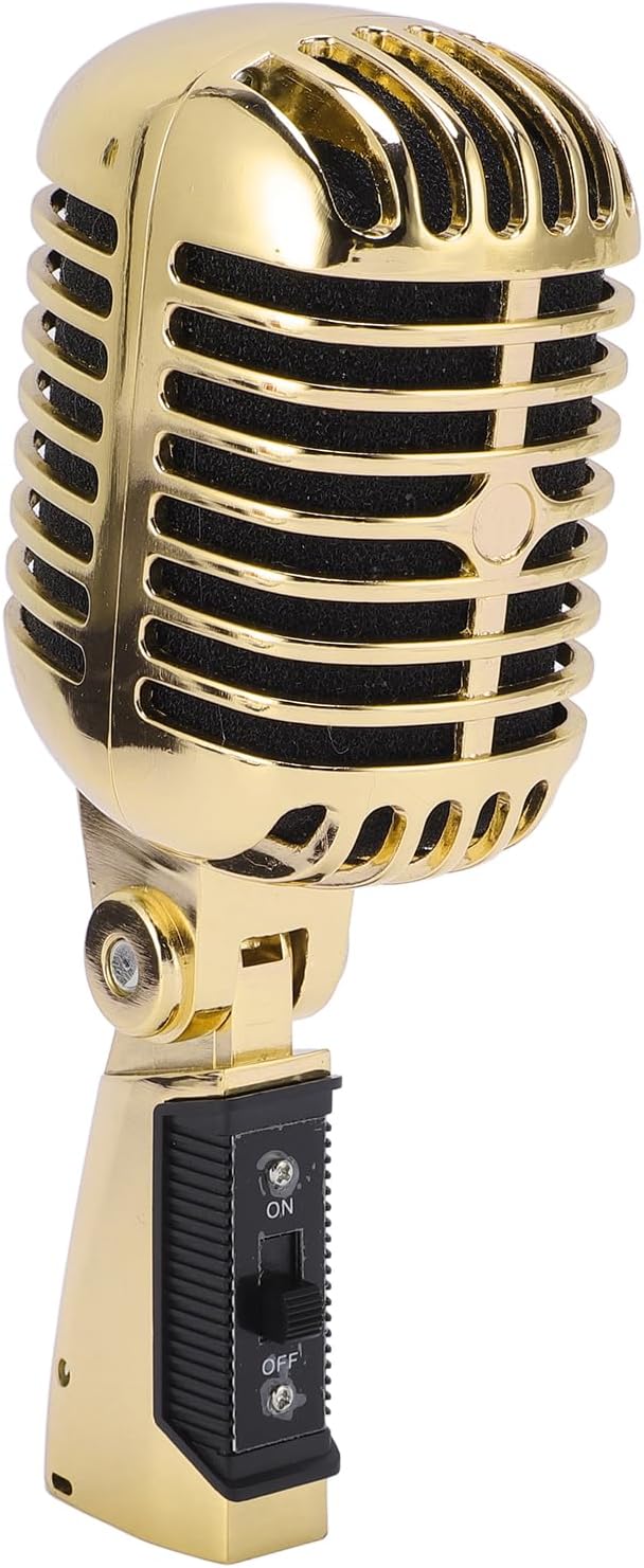 SUNGOOYUE Dynamic Cardioid Microphone with Sound Output and Vibration Dampening for Musical Performances and Studio Recordings (Gold)