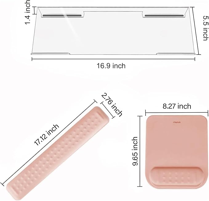 MOSISO Computer Keyboard Stand&ampWrist Rest Support for Keyboard &ampMouse Pad Set Ergonomic Massage Wrist Rest Set Easy Typing Working Acrylic Clear Stand for Office Home Mocha