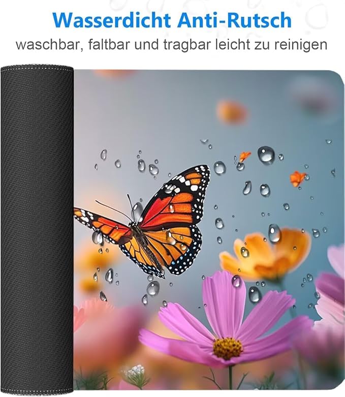 Large Mouse Pad Butterfly Desk Mat Pink Office Gaming Mouse Pad with Stitched Edges 24x16in Extended Mousepad with Non-Slip Waterproof Rubber Base for PC Laptop Desk Home Office Accessories a-1424