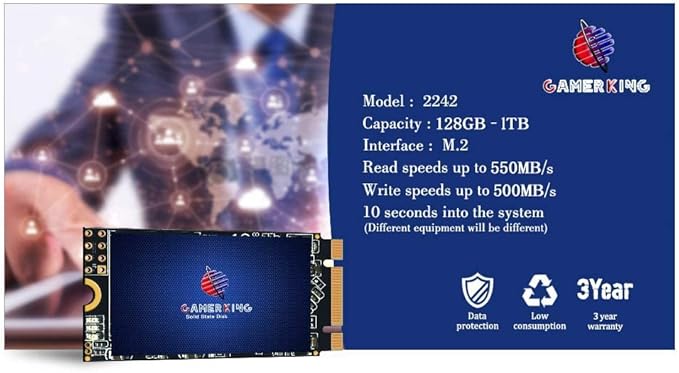 GAMERKING M.2 2242 SSD 128GB 3D NAND TLC SATA III 6 Gb/s Internal Solid State Drive - Compatible with Desktop PC Laptop (2242 128GB)
