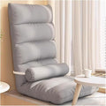 ELEFOCUS Brown Folding Chaise Lounge Chair with Pillow - Adjustable Lazy Sofa Bed for Living Room Gaming Reading(Grey)
