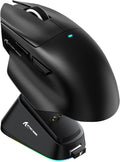 ATTACK SHARK V6 Wireless Gaming Mouse with RGB Charging Dock 25K DPI PAW3311 Sensor 1K Polling Tri-Mode PC Mice500mAh Battery Cloud-Based AI Driver for Win/MacBlack