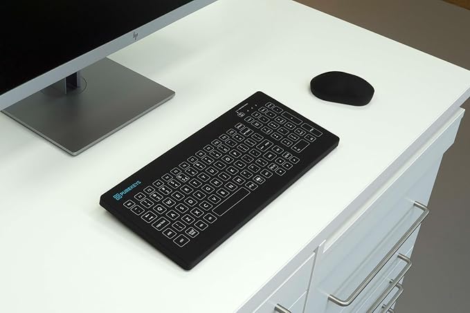 PUREKEYS Medical Mouse Touch Scroll Wireless Black for Hospital Dentist Cleanroom Laboratory and Industrial. Easy to Clean Hygienic Flat and Flexible Silicone
