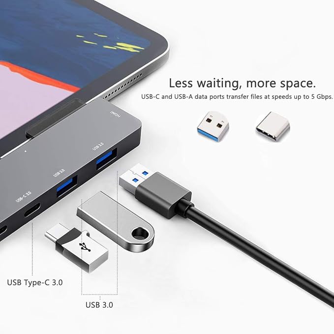 iPad Pro USB C Hub Adapter with 4K HDMI3.5mm Jack2 x USB3.0PD 60WUSB C DataSD/TF Card Slot6in1 Adapter for M4 M2 M1 iPad Pro 11 12.9 2025-2018iPad Air/Mini