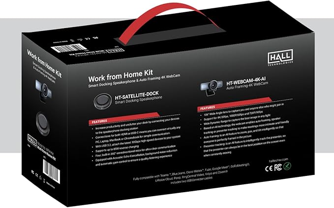 Hall Technologies HT-WFH-KIT (Work for Home Kit - 4K AI Enabled Auto Framing Camera and Smart Docking Speakerphone)