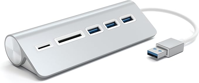 Satechi Aluminum USB 3.0 Hub &amp Card Reader - Compatible with M5 MacBook Pro M5 MacBook Air iMac Surface Pro Dell XPS and More (Silver)
